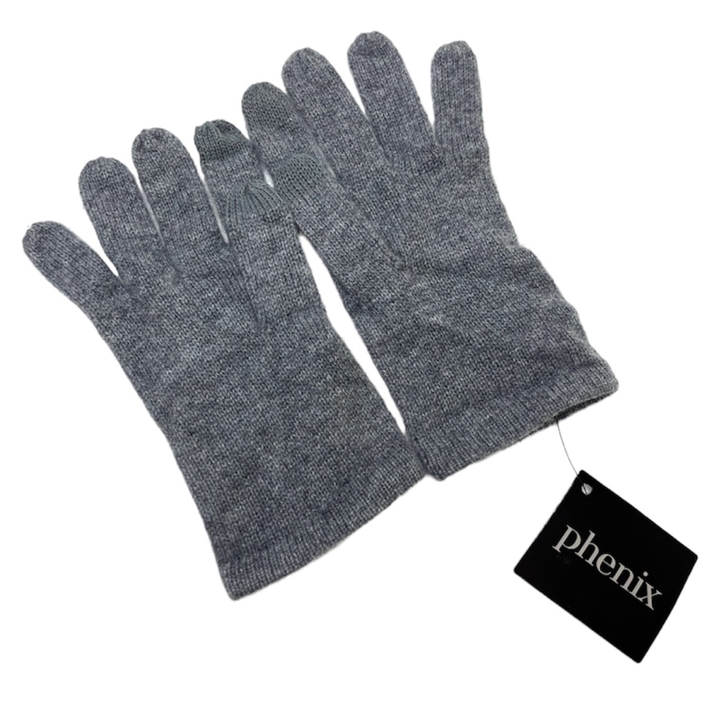 PHENIX 100% Cashmere NEW Knit Gloves Gray NEW With Tag